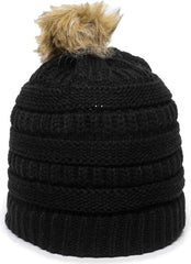 OC Sports OC805 Ladies Beanie with Pom - Black Gold - Black Gold / One Size Fits Most