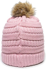 OC Sports OC805 Ladies Beanie with Pom - Rose Gold - Pink Gold / One Size Fits Most