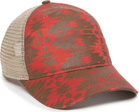 OC Sports OC901M Print Design Crown Cap - Red Tea Stain - Rea / 6 7/8’’ - 7 1/2’’