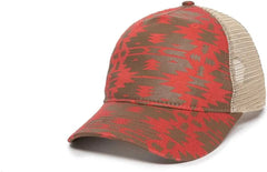 OC Sports OC901M Print Design Crown Cap - Red Tea Stain - Rea / 6 7/8’’ - 7 1/2’’