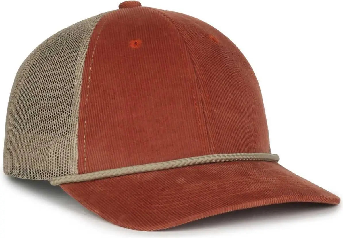 OC Sports OCCORDM Corduroy Mesh Back with Cord Cap - Burnt Orange Khaki - Khaki / OSFM