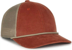 OC Sports OCCORDM Corduroy Mesh Back with Cord Cap - Burnt Orange Khaki - Khaki / OSFM
