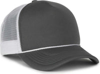 OC Sports OCFOAM 5 Panel Foam Mesh Trucker with Cord Cap - Charcoal White - White / OSFM