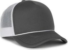 OC Sports OCFOAM 5 Panel Foam Mesh Trucker with Cord Cap - Charcoal White - White / OSFM