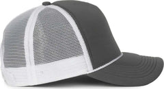 OC Sports OCFOAM 5 Panel Foam Mesh Trucker with Cord Cap - Charcoal White - White / OSFM