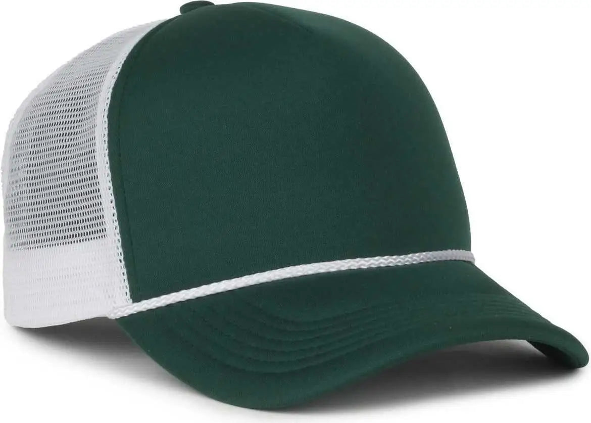 OC Sports OCFOAM 5 Panel Foam Mesh Trucker with Cord Cap - Dark Green White - White / OSFM