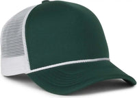 OC Sports OCFOAM 5 Panel Foam Mesh Trucker with Cord Cap - Dark Green White - White / OSFM