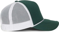 OC Sports OCFOAM 5 Panel Foam Mesh Trucker with Cord Cap - Dark Green White - White / OSFM