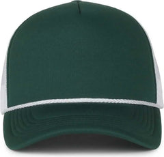 OC Sports OCFOAM 5 Panel Foam Mesh Trucker with Cord Cap - Dark Green White - White / OSFM
