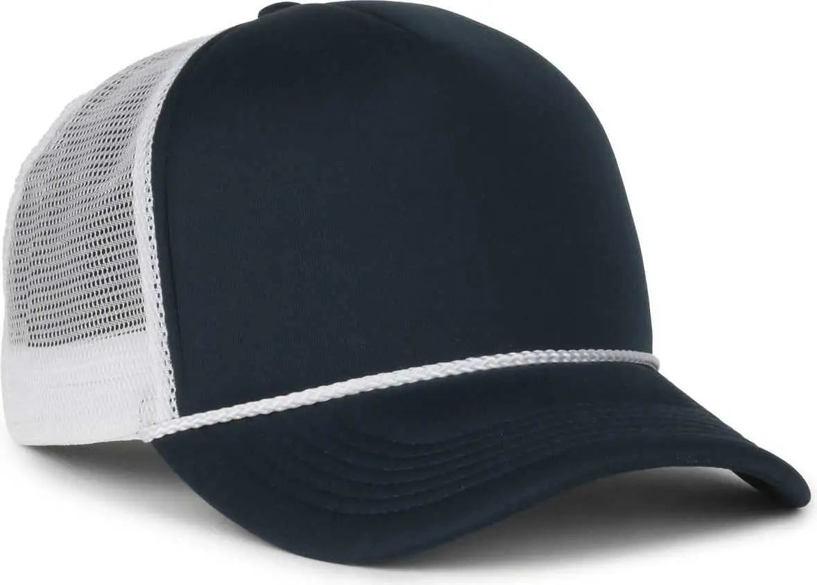 OC Sports OCFOAM 5 Panel Foam Mesh Trucker with Cord Cap - Navy White - White / OSFM