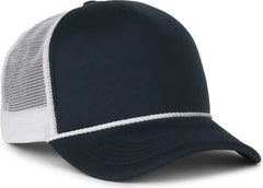 OC Sports OCFOAM 5 Panel Foam Mesh Trucker with Cord Cap - Navy White - White / OSFM