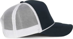 OC Sports OCFOAM 5 Panel Foam Mesh Trucker with Cord Cap - Navy White - White / OSFM