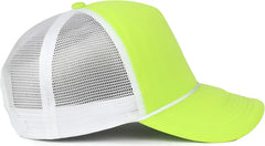 OC Sports OCFOAM 5 Panel Foam Mesh Trucker with Cord Cap - Neon Lime White - White / OSFM