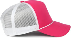 OC Sports OCFOAM 5 Panel Foam Mesh Trucker with Cord Cap - Neon Pink White - White / OSFM