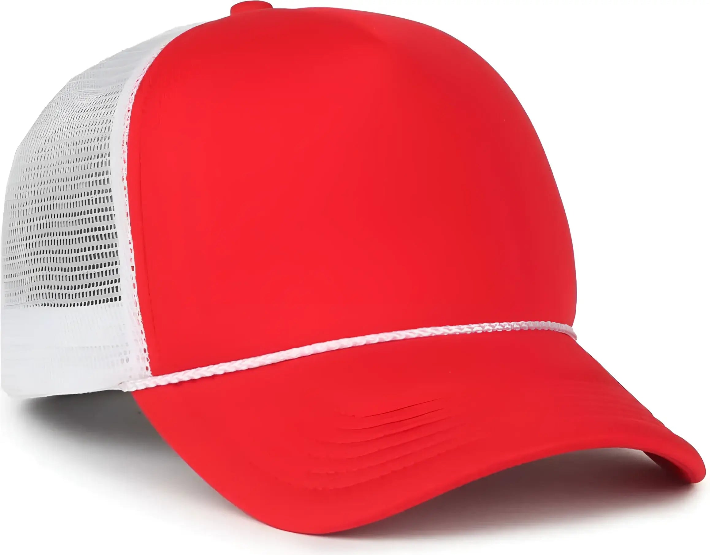 OC Sports OCFOAM 5 Panel Foam Mesh Trucker with Cord Cap - Red White - White / OSFM