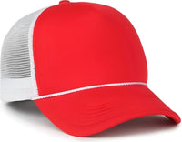 OC Sports OCFOAM 5 Panel Foam Mesh Trucker with Cord Cap - Red White - White / OSFM