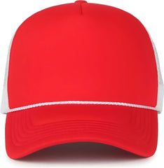 OC Sports OCFOAM 5 Panel Foam Mesh Trucker with Cord Cap - Red White - White / OSFM
