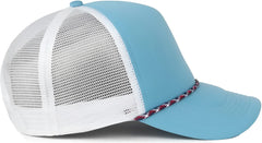 OC Sports OCFOAM 5 Panel Foam Mesh Trucker with Cord Cap - Surf Blue White - White / OSFM