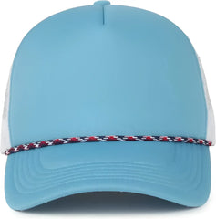 OC Sports OCFOAM 5 Panel Foam Mesh Trucker with Cord Cap - Surf Blue White - White / OSFM
