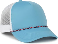 OC Sports OCFOAM 5 Panel Foam Mesh Trucker with Cord Cap - Surf Blue White - White / OSFM