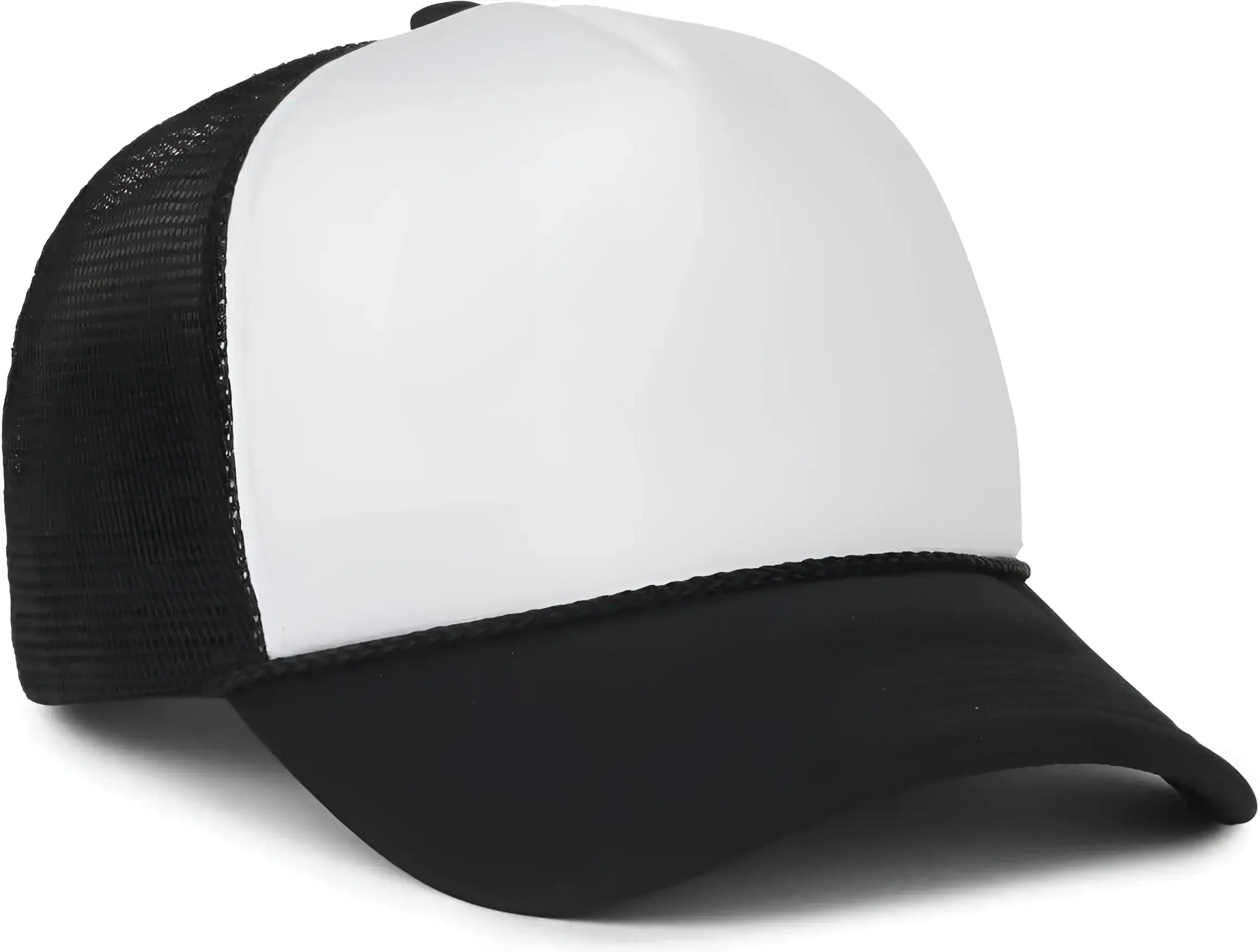 OC Sports OCFOAM 5 Panel Foam Mesh Trucker with Cord Cap - White Black Black - Black / OSFM