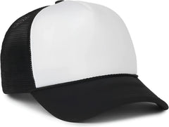 OC Sports OCFOAM 5 Panel Foam Mesh Trucker with Cord Cap - White Black Black - Black / OSFM