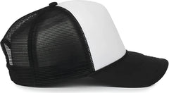 OC Sports OCFOAM 5 Panel Foam Mesh Trucker with Cord Cap - White Black Black - Black / OSFM