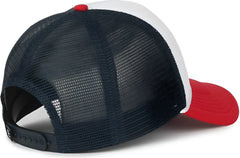 OC Sports OCFOAM 5 Panel Foam Mesh Trucker with Cord Cap - White Navy Red - Red / OSFM
