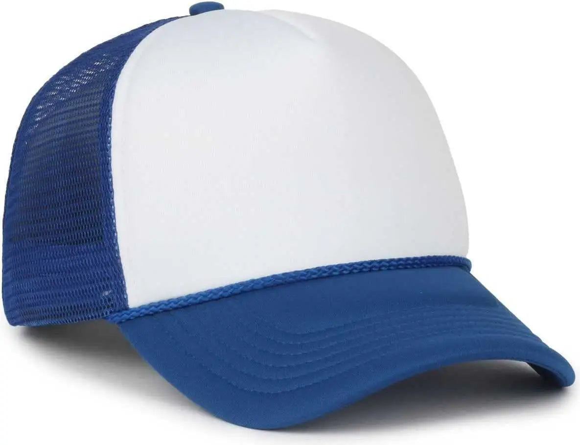 OC Sports OCFOAM 5 Panel Foam Mesh Trucker with Cord Cap - White Royal Royal - Royal / OSFM