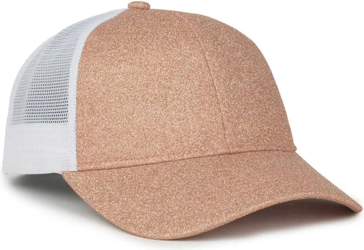 OC Sports OCGLTR Glitter Mesh Back Cap - Rose Gold White - White / Ladies