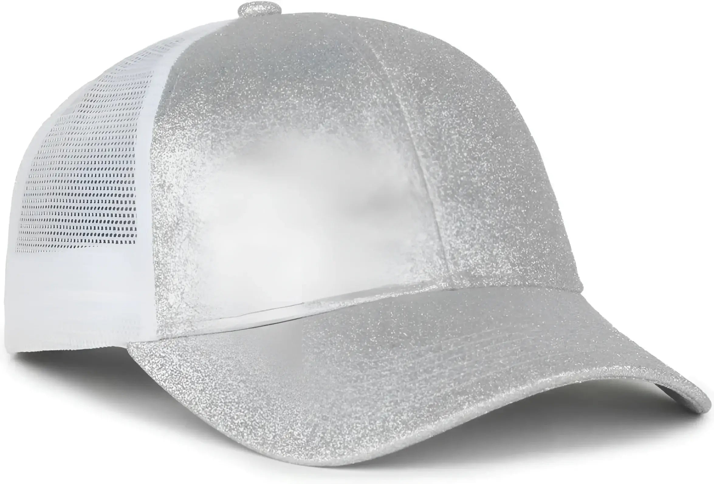 OC Sports OCGLTR Glitter Mesh Back Cap - Silver White - White / Ladies