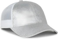 OC Sports OCGLTR Glitter Mesh Back Cap - Silver White - White / Ladies