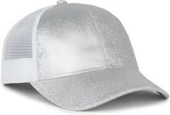 OC Sports OCGLTR Glitter Mesh Back Cap - Silver White - White / Ladies