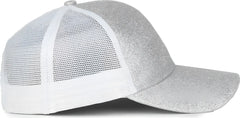OC Sports OCGLTR Glitter Mesh Back Cap - Silver White - White / Ladies