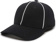 OC Sports OFC-600 Umpire Officials Poly Stretch Fit Cap - Black - Black / 7 1/4’’ - 7 5/8’’