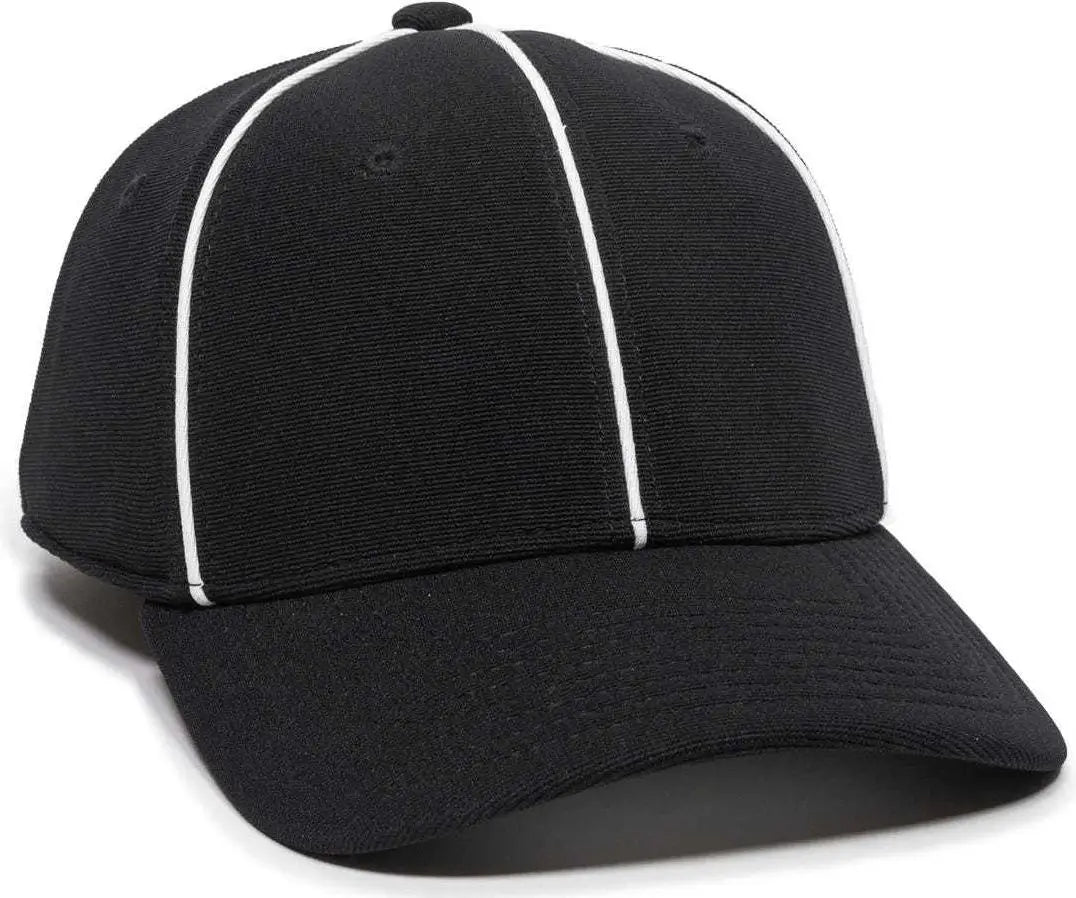 OC Sports OFC-600 Umpire Officials Poly Stretch Fit Cap - Black - Black / 7 1/4’’ - 7 5/8’’