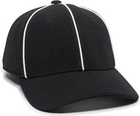 OC Sports OFC-600 Umpire Officials Poly Stretch Fit Cap - Black - Black / 7 1/4’’ - 7 5/8’’