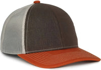 OC Sports PDT20M Pigment Dyed Twill Mesh Back Cap - Brown Putty Orange - Orange / OSFM
