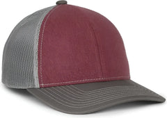 OC Sports PDT20M Pigment Dyed Twill Mesh Back Cap - Cardinal Light Gray Charcoal - Dark Gray / OSFM