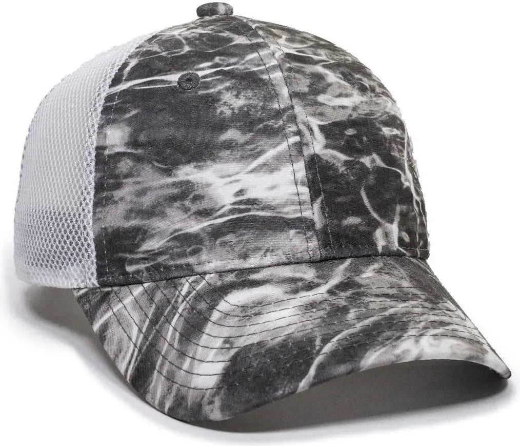 OC Sports PFC-150M Adjustable Mesh Back Cap - Mossy Oak Elements Agua Manta White - Mossy Oak White / OSFM