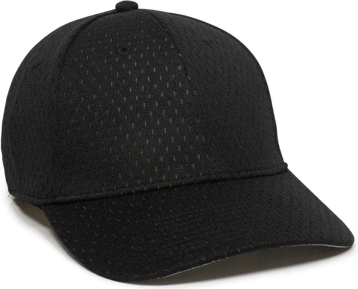 OC Sports PFX-120 Proflex Stretch Fit Mesh Baseball Cap - Black - Black / 6 3/8’’ - 6 3/4’’