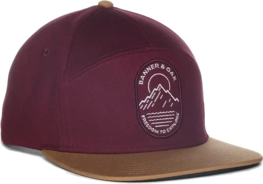 OC Sports PINNACLE Banner and Oak Cotton Twill Cap -Wine Khaki - Khaki / OSFM
