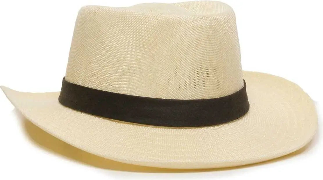 OC Sports PLS-104 Poly-Linen Fabric Cowboy Hat - Ivory Dark Brown - Ivory Brown / One Size Fits Most