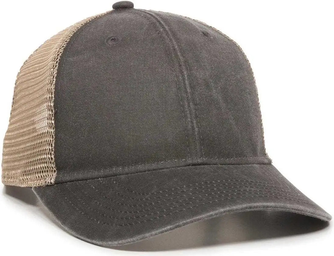 OC Sports PNY-100M Adjustable Meshback Cap with Ponytail Hole - Black Tea Stain - Black Ivory / 6 7/8’’ - 7 1/2’’