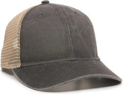 OC Sports PNY-100M Adjustable Meshback Cap with Ponytail Hole - Black Tea Stain - Black Ivory / 6 7/8’’ - 7 1/2’’