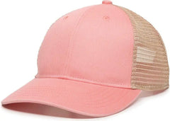 OC Sports PNY-100M Adjustable Meshback Cap with Ponytail Hole - Coral Tea Stain - Coral Ivory / 6 7/8’’ - 7 1/2’’