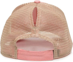 OC Sports PNY-100M Adjustable Meshback Cap with Ponytail Hole - Coral Tea Stain - Coral Ivory / 6 7/8’’ - 7 1/2’’