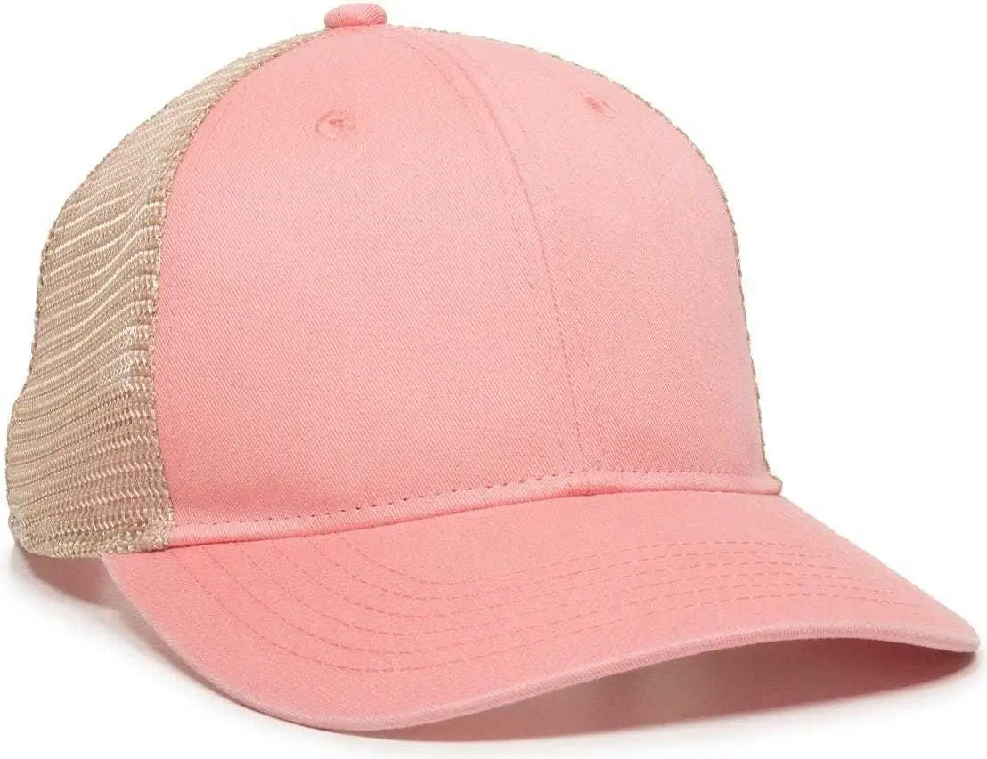 OC Sports PNY-100M Adjustable Meshback Cap with Ponytail Hole - Coral Tea Stain - Coral Ivory / 6 7/8’’ - 7 1/2’’