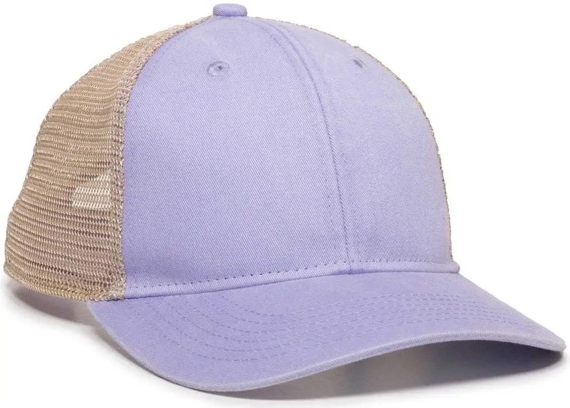 OC Sports PNY-100M Adjustable Meshback Cap with Ponytail Hole - Lavender Tea Stain - Purple Ivory / 6 7/8’’ - 7 1/2’’