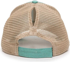 OC Sports PNY-100M Adjustable Meshback Cap with Ponytail Hole - Mint Tea Stain - Green Ivory / 6 7/8’’ - 7 1/2’’